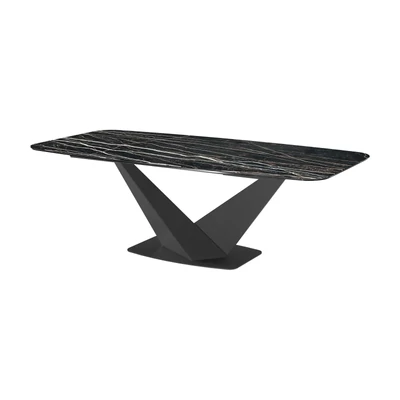 Fekete étkezőasztal kerámia asztallappal – CA Zenith Day Krystal