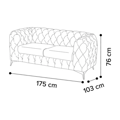 Sematikus ábra és méretek (2 személyes - 175 cm-es változat)