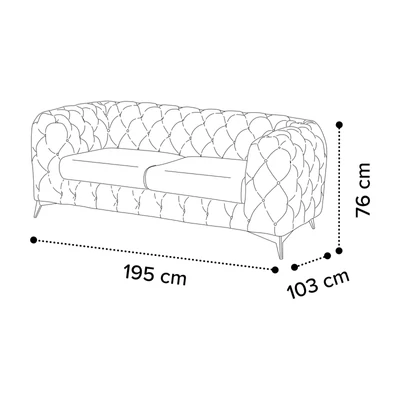 Sematikus ábra és méretek (2 személyes maxi - 195 cm-es változat)