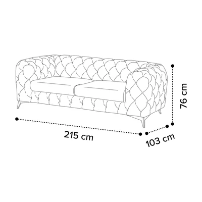 Sematikus ábra és méretek (3 személyes - 215 cm-es változat)