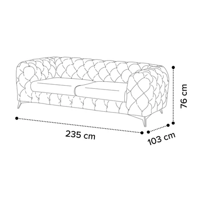 Sematikus ábra és méretek (3 személyes maxi - 235 cm-es változat)