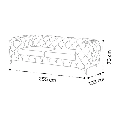 Sematikus ábra és méretek (4 személyes - 255 cm-es változat)