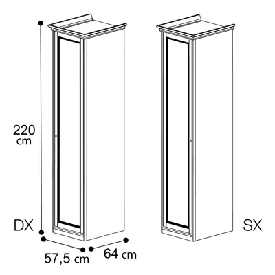 Nostalgia 1-ajtós gardróbszekrény - dió, magasság: 220 cm