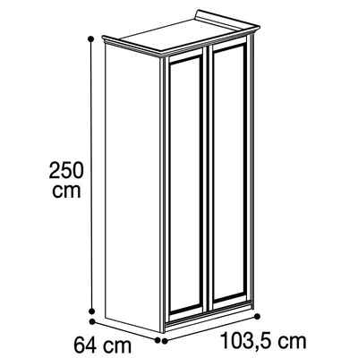 Nostalgia 2-ajtós gardróbszekrény - antik fehér, magasság: 250 cm