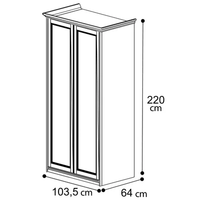 Nostalgia 2-ajtós gardróbszekrény - antik fehér, magasság: 220 cm