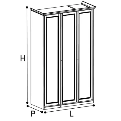 Giotto 3-ajtós gardróbszekrény - antik fehér, magasság: 250 cm
