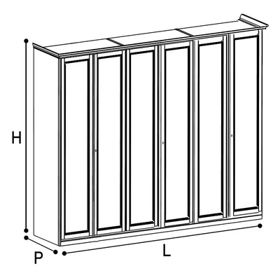 Giotto 6-doors cabinet - walnut, height: 220 cm