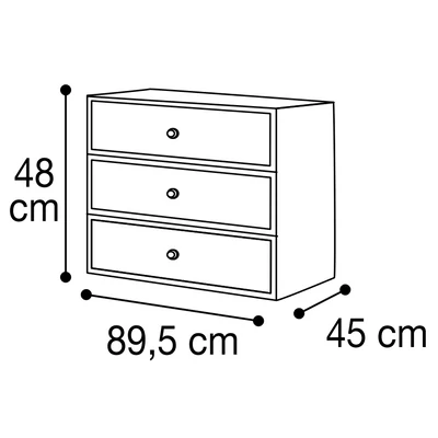Belső 3 fiókos elem 2-ajtós szekrénybe - dió