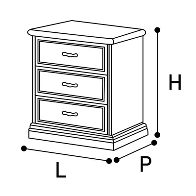 Nostalgia Night table with 3 drawers - antique white