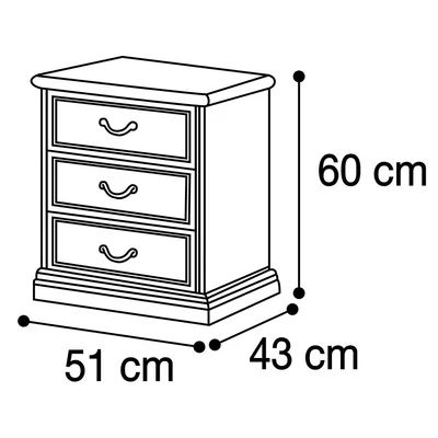 Nostalgia Night table with 3 drawers - walnut