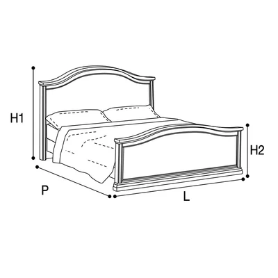 Nostalgia Double bedstead - 180x200 cm, with curved, sophisticated headboard, with high footboard, antique white