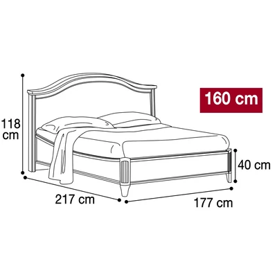 Nostalgia Double bedstead with bedding container, with curved side, with curved, sophisticated headboard, with short footboard - walnut