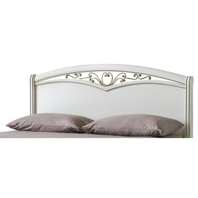 Giotto Double bedstead with curved side, with metal-insert decorative frame with curved headboard, with short footboard - antique white