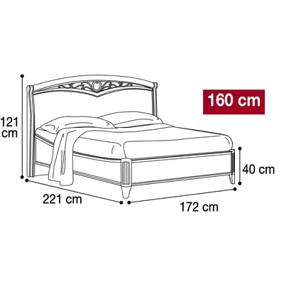 Giotto Double bedstead with curved side, with metal-insert decorative frame with curved headboard, with short footboard - walnut