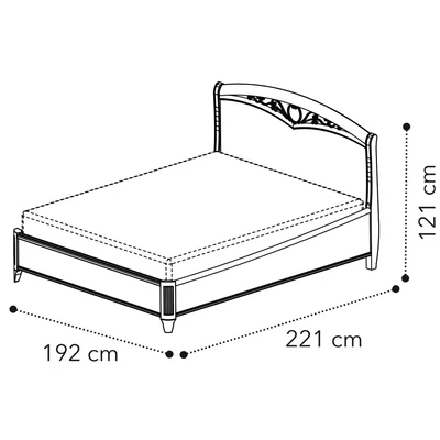 Giotto Double bedstead with curved side, with metal-insert decorative frame with curved headboard, with short footboard - antique white