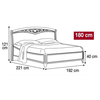 Giotto Double bedstead with curved side, with metal-insert decorative frame with curved headboard, with short footboard - walnut