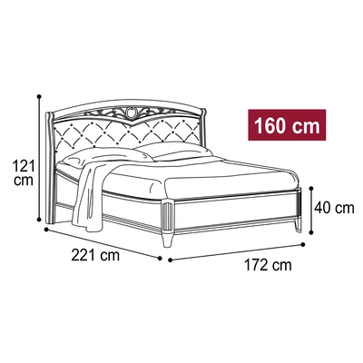 Nostalgia Double bedstead with curved side, with metal-insert decorative frame with curved headboard and capitonné padding, with short footboard - walnut