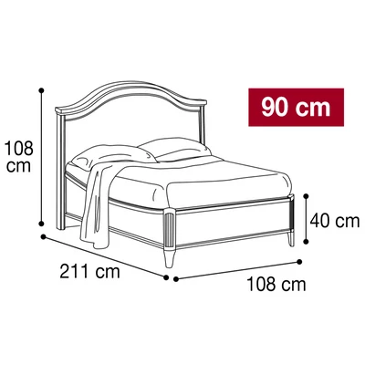 Nostalgia Double bedstead with curved side, with curved, sophisticated headboard, with short footboard - walnut