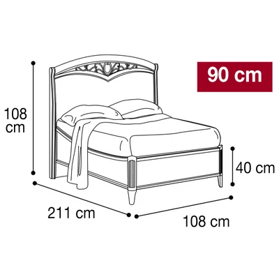 Nostalgia Double bedstead with curved side, with metal-insert decorative frame with curved headboard, with short footboard - walnut