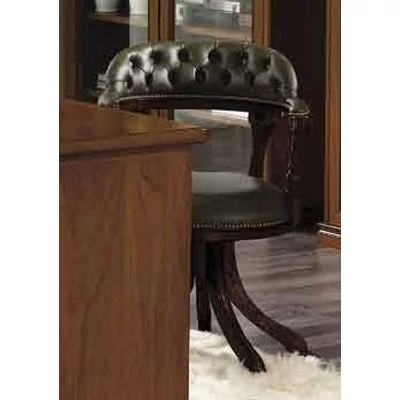 Nostalgia Day Swivel chair with faux leather, verde esportato - walnut