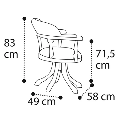 Treviso Day Swivel chair with faux leather, without wheels, Ciliegio/Verde - cherry