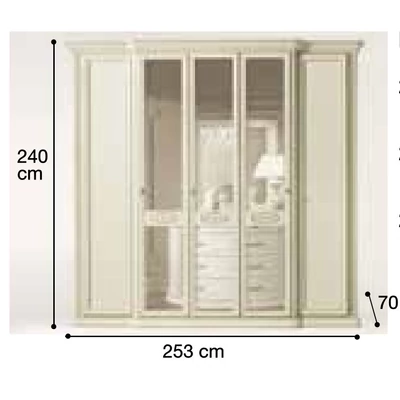 Siena 5-doors cabinet, with 3 mirrored doors
