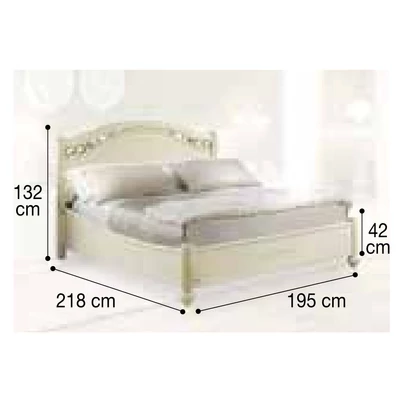 Siena Double bedstead with bedding container - 180x200 cm, with metal decorative insert, with short footboard