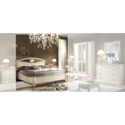 Siena Double bedstead with metal and mirrored decorative insert, with short footboard