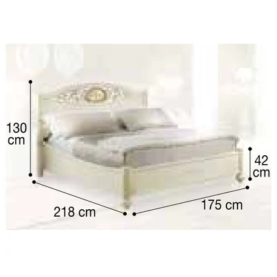 Siena Double bedstead with metal and mirrored decorative insert, with short footboard