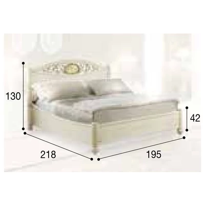 Siena Double bedstead with metal and mirrored decorative insert, with short footboard