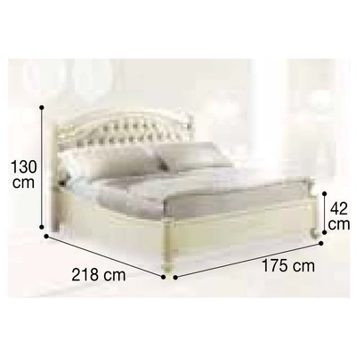 Siena Double bedstead with metal decorative insert and capitonné padding, with short footboard