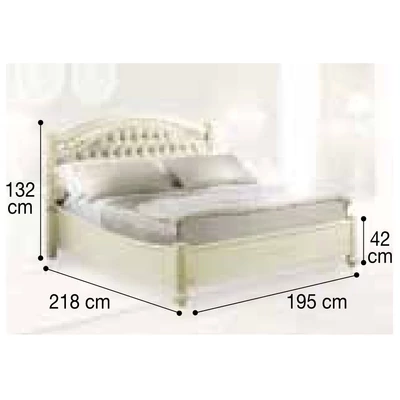 Siena Double bedstead with metal decorative insert and capitonné padding, with short footboard