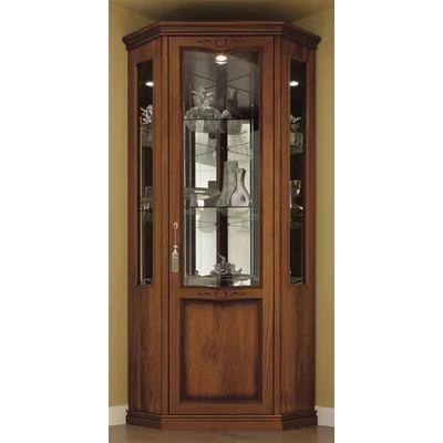 Nostalgia Day Corner display cabinet with 1 spotlight - walnut