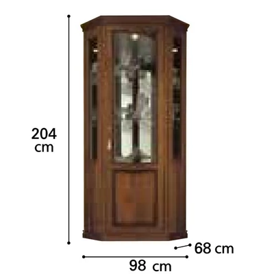 Nostalgia Day sarok vitrines szekrény 1 szpotlámpával - dió