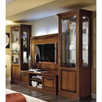 Nostalgia Day 1-door display cabinet opening to the right with 1 spotlight - walnut