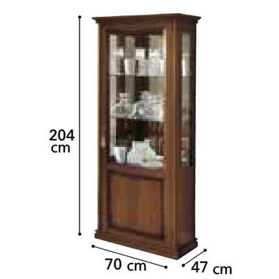 Nostalgia Day jobbra nyíló 1-ajtós vitrines szekrény 1 szpotlámpával - dió