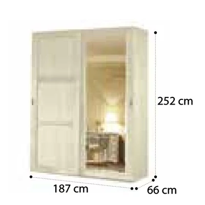 Torriani TERNA 2-sliding doors cabinet, with 1 mirrored door - walnut