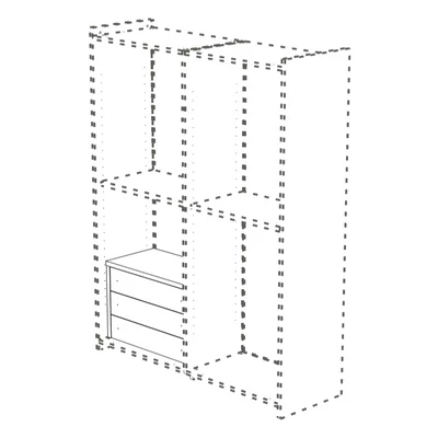 Torriani Interior 3-drawers block for 2-doors cabinet - walnut