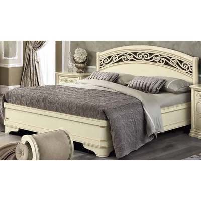 Torriani Botticelli franciaágy keret, hajlított fa fejvéggel - elefántcsontszín