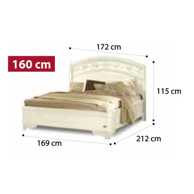 Torriani BOTTICELLI Double bedstead with curved wooden headboard - ivory