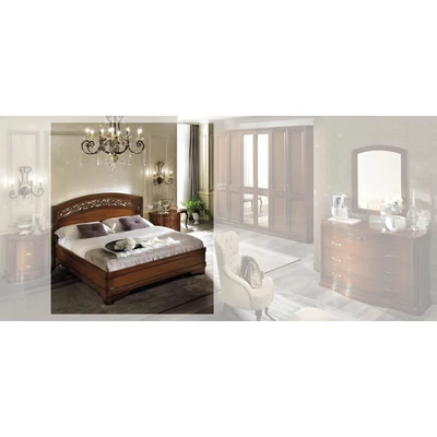 Torriani BOTTICELLI Double bedstead with curved wooden headboard - walnut