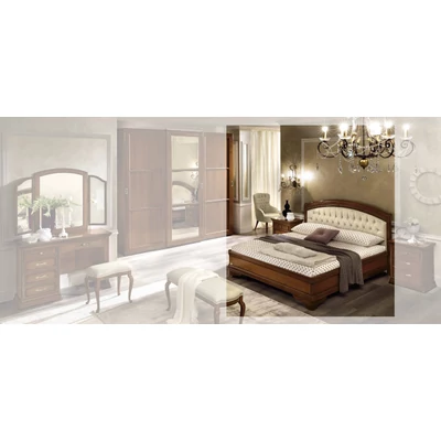 Torriani GIORGIONE Double bedstead - 180x200 cm, capitonné padded headboard, walnut