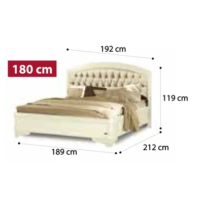 Torriani Giorgione franciaágy keret ágyneműtartóval, capitoné behúzású fejvéggel - elefántcsontszín