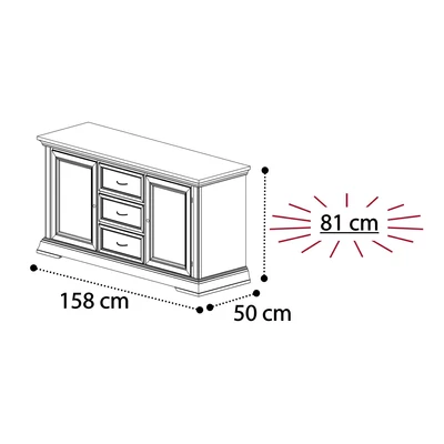 Treviso Day 2-doors buffet chest of drawers with 3 drawers - cherry