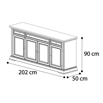 Treviso Day 4-doors buffet chest of drawers - white ash