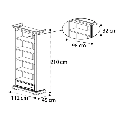 Treviso Day bookcase with drawer - cherry
