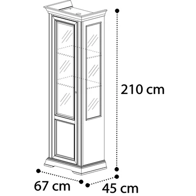 Treviso Day balra nyíló 1-ajtós vitrines szekrény - cseresznye