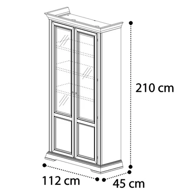 Treviso Day 2-doors display cabinet with wooden shelves - white ash