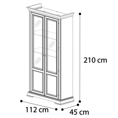 Treviso Day 2-doors display cabinet with glass shelves - white ash