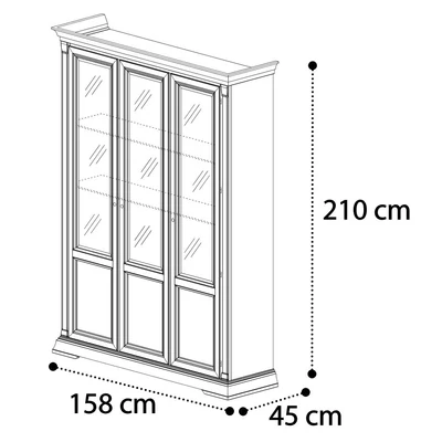 Treviso Day 3-doors display cabinet with glass shelves - cherry